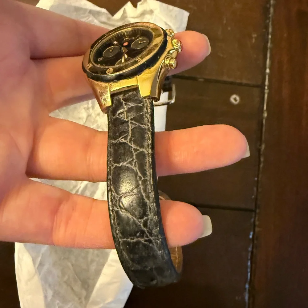 Michele Gold-Tone and Black Tahitian Chronograph Watch